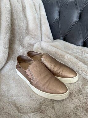 Vince Rose Gold Leather Loafers Slip Ons
